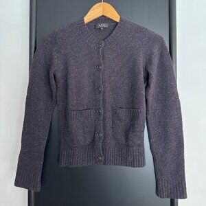 A.P.C. Burgundy Merino Wool Button-Up Cardigan Size XS